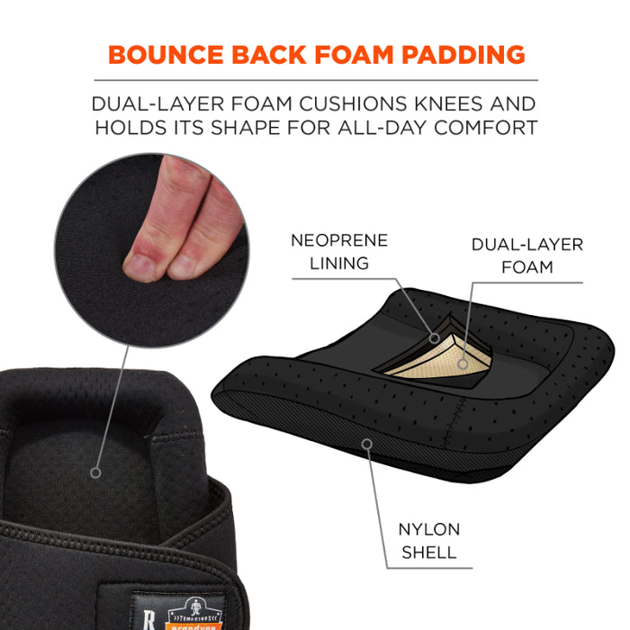 Ergodyne ProFlex Gel Foam Knee Pads - Long Soft Cap - 350