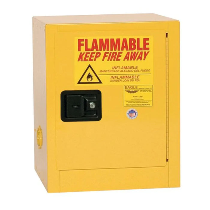 Safety Storage Cabinet 4 Gallon - Flammable - 1 Self Closing Door - 1 Shelf - Yellow