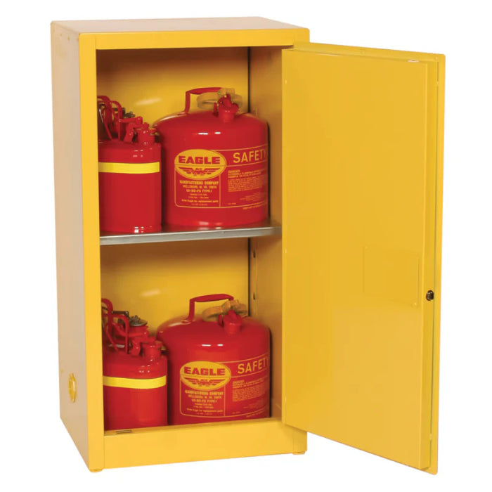 Safety Storage Cabinet 16 Gallon - Flammable - 1 Manual Door - 1 Shelf - Yellow