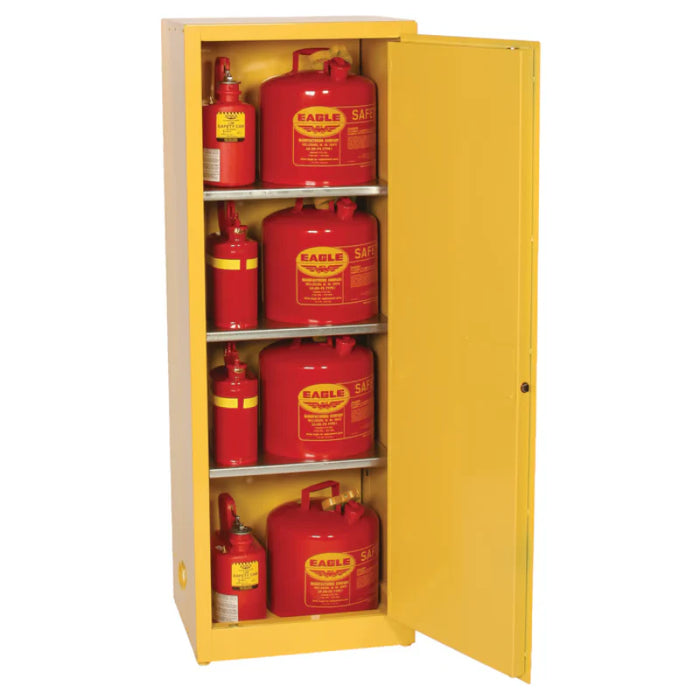 Safety Storage Cabinet 24 Gallon - Flammable - 1 Manual Door - 3 Shelves - Yellow