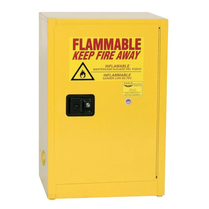 Safety Storage Cabinet 12 Gallon - Flammable - 1 Self Closing Door - 1 Shelf - Yellow