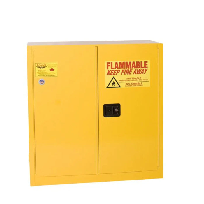 Safety Storage Cabinet 30 Gallon - Flammable - 1 Self Closing Door - 1 Shelf - Yellow