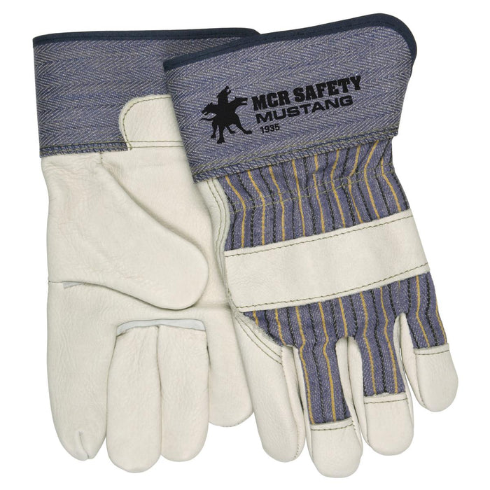 MCR Safety Mustang Premium Grain Leather Gloves - Full Gunn Pattern - 2.5" Safety Cuffs - 1935