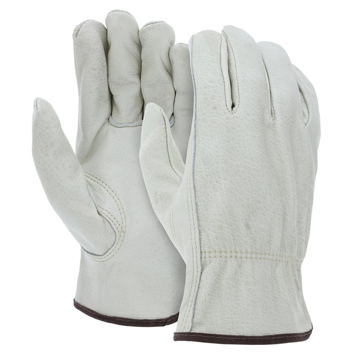 MCR Safety Economy Grade Grain Cowhide Leather Driver Gloves - Keystone Thumb - 3215