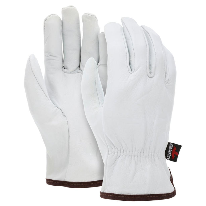 MCR Safety Premium Grain Goatskin Leather Driver Gloves - Straight Thumb - White - 3601