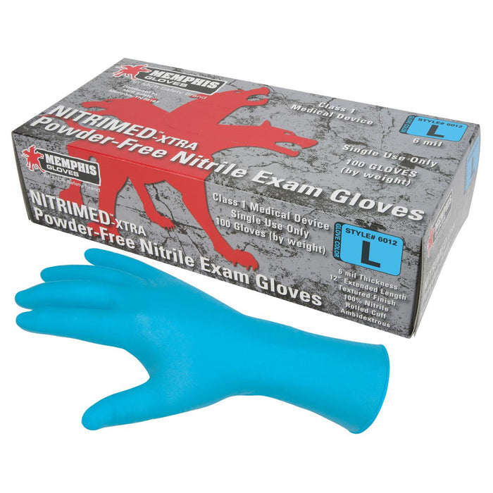 MCR® NitriMed-Xtra Disposable Gloves - 6 mil - Medical Grade Nitrile - 100 pcs - Blue - 6012