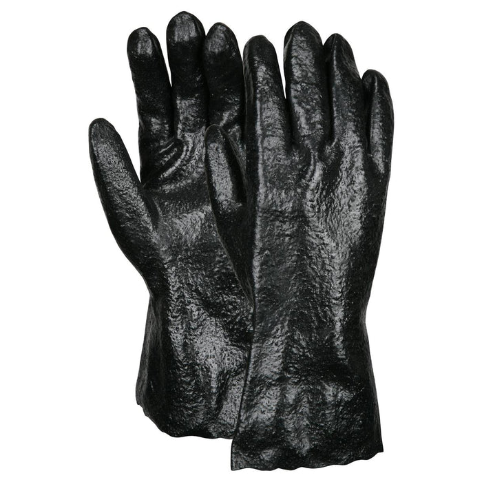 MCR Safety Single Dipped Rough PVC Coated Gloves - Interlock Lined - 6212R