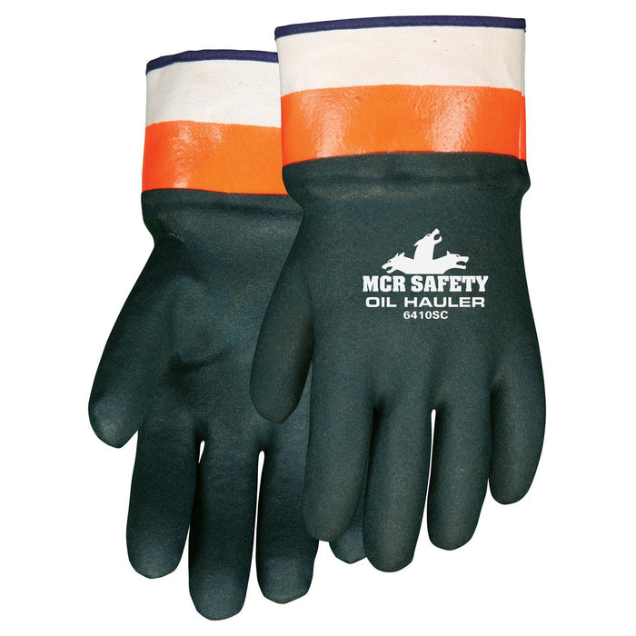 MCR Safety Oil Hauler Double Dipped PVC Gloves - Safety Cuff - Green - 6410SC