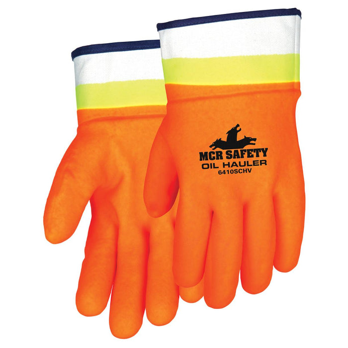 MCR Safety Oil Hauler Double Dipped PVC Gloves - Safety Cuff - Hi Vis Orange - 6410SCHV