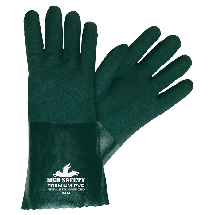 MCR Safety Double Dipped PVC Coated Gloves - Jersey Lined - Nitrile Reinforced - 6414