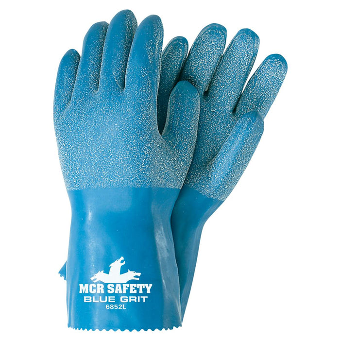 MCR Safety Blue Grit Rubber Coated Gloves - Interlock Lined - Textured Grip - 6852