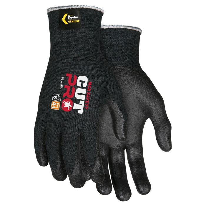 MCR Safety Cut Pro Kevlar Gloves - 13 Gauge Kevlar Shell - Nitrile Foam Coated - Black - 9178NF