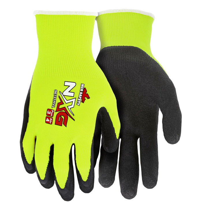 MCR Safety NXG Hi-Viz Latex Coated Gloves - 13 Gauge Nylon/Polyester Shell - 96731HV