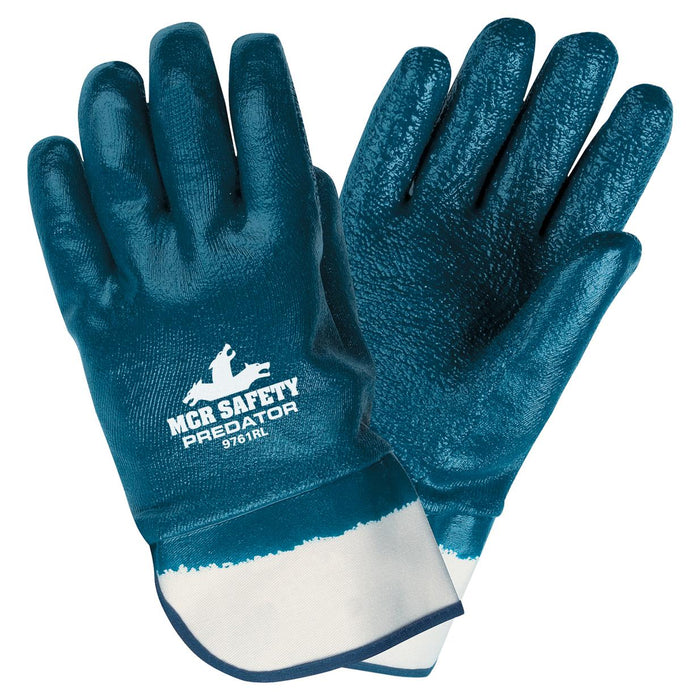 MCR Safety Predator Fully Coated Rough Nitrile Gloves - Safety Cuff - 9761R