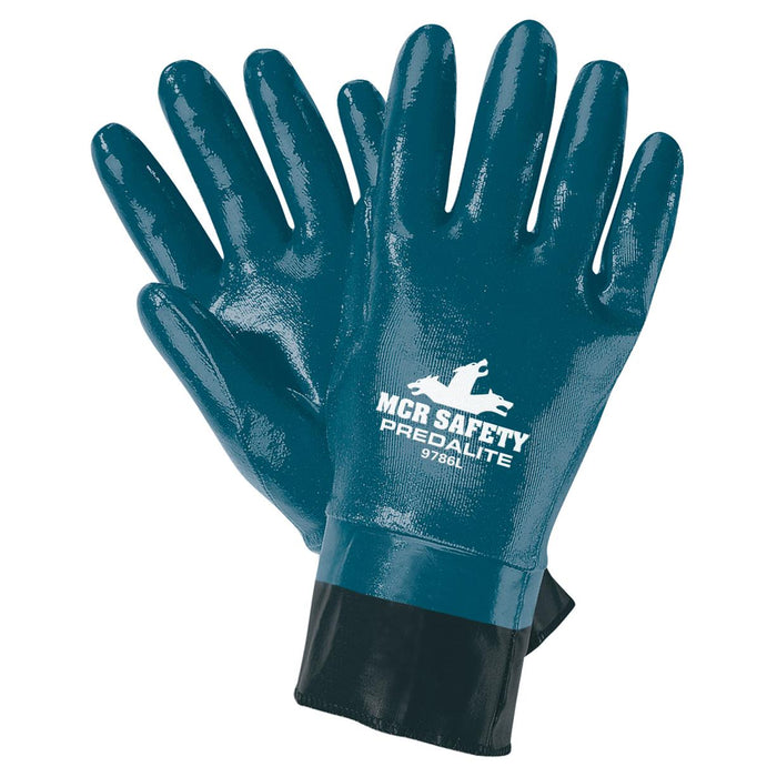 MCR Safety Predalite Light Fully Coated Nitrile Gloves - PVC Coated Safety Cuff - 9786