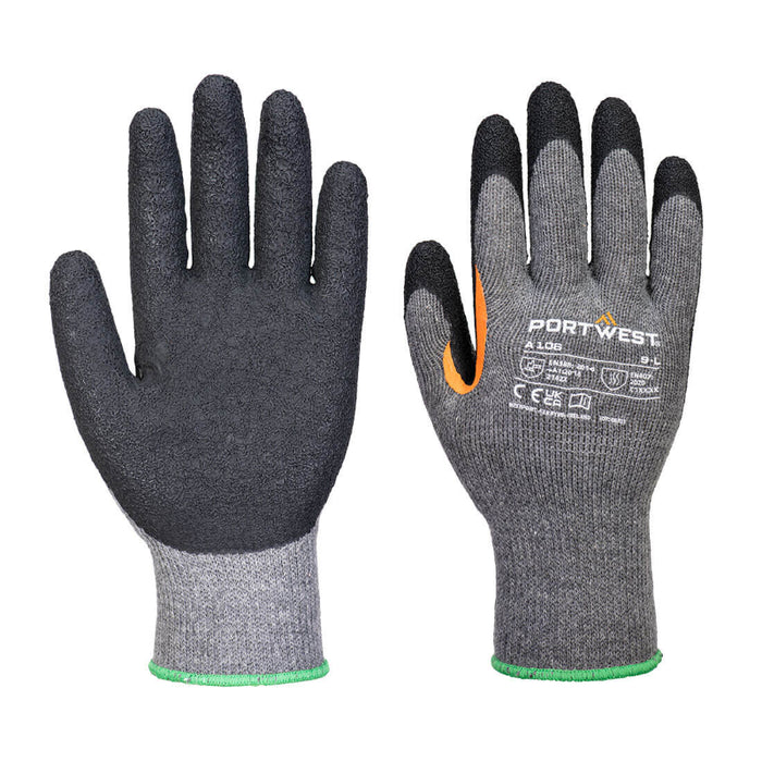 Portwest® Grip 10 Latex Reinforced Thumb Glove (Pk12) - Gray/Black - A106