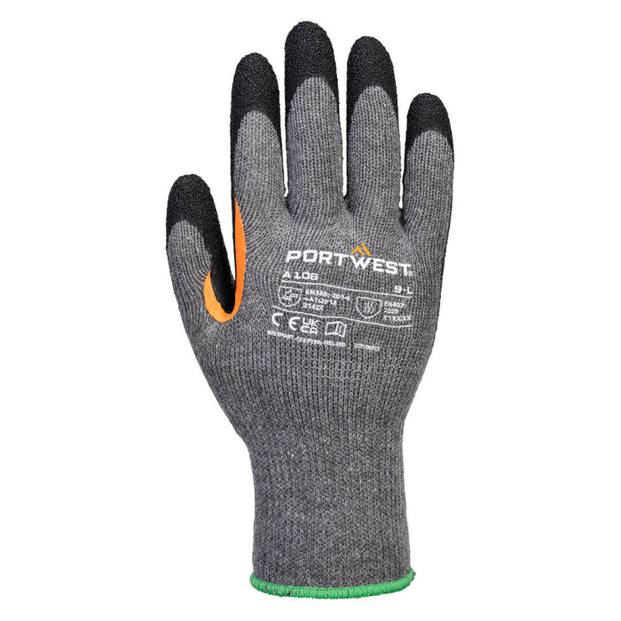 Portwest® Grip 10 Latex Reinforced Thumb Glove (Pk12) - Gray/Black - A106