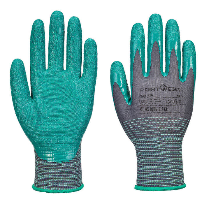 Portwest® Grip 15 Nitrile Crinkle Glove (Pk12) - Grey/Green - A313