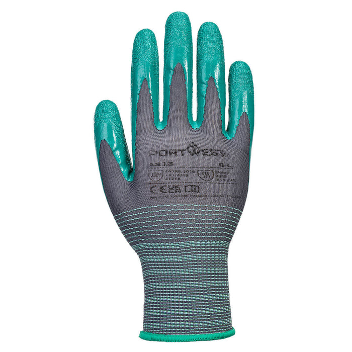 Portwest® Grip 15 Nitrile Crinkle Glove (Pk12) - Grey/Green - A313