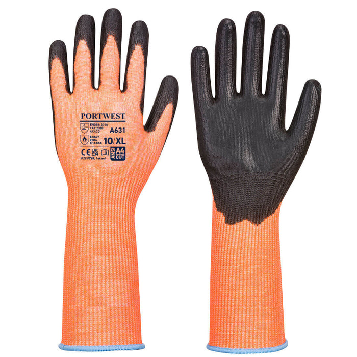 Portwest® Extended Cuff Cut Glove Orange/Black - A631