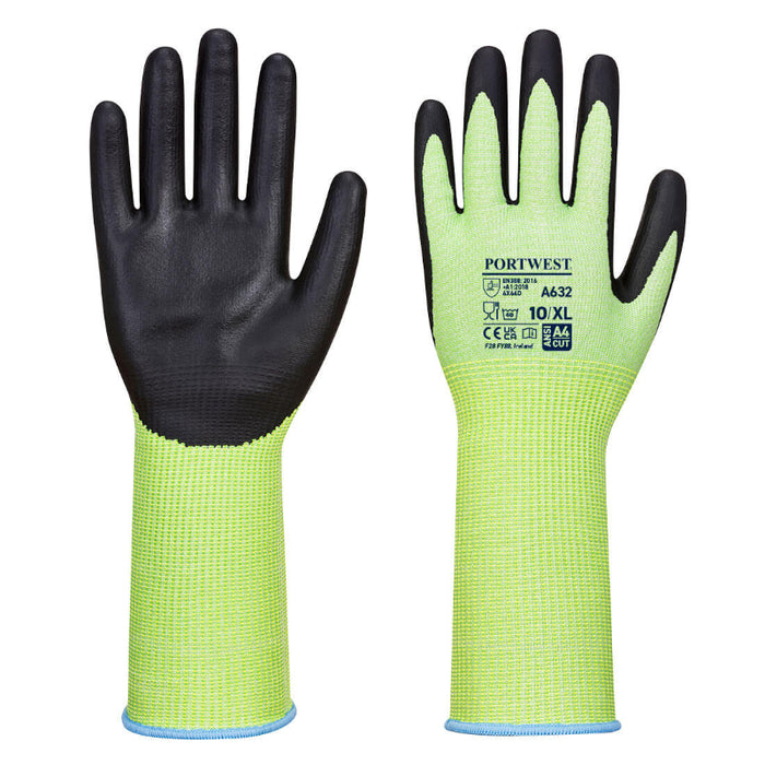 Portwest® Extended Cuff Cut Glove - Green/Black - A632