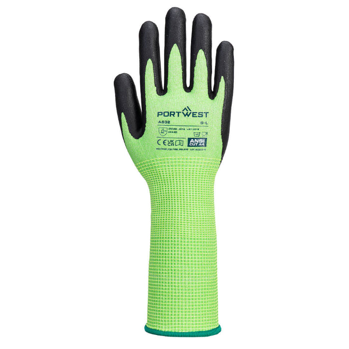 Portwest® Extended Cuff Cut Glove - Green/Black - A632