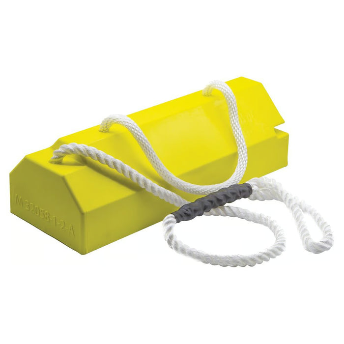 Aviation Wheel Chock 20" With Qantas Locking Rope - Rubber Pad and Handle - Yellow