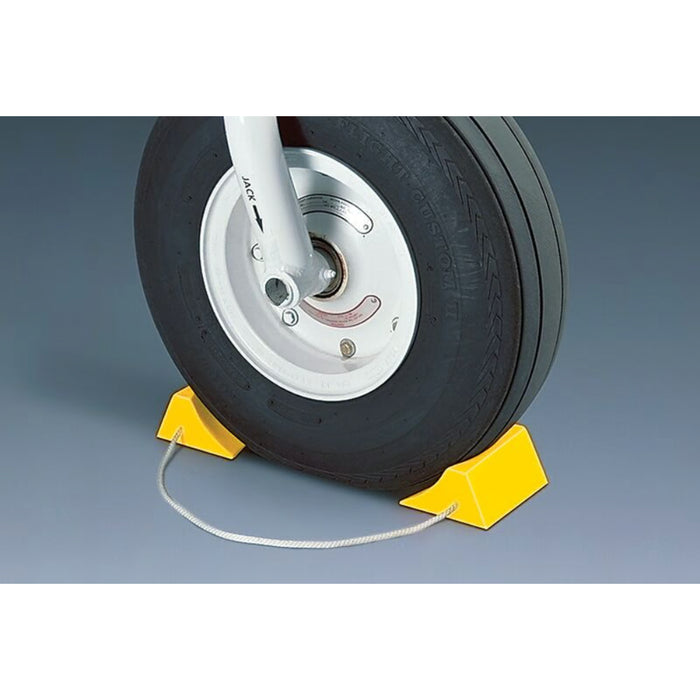 Aviation Wheel Chocks 5.5" Small Sized Aircraft - Roped Pair - Yellow - AC201