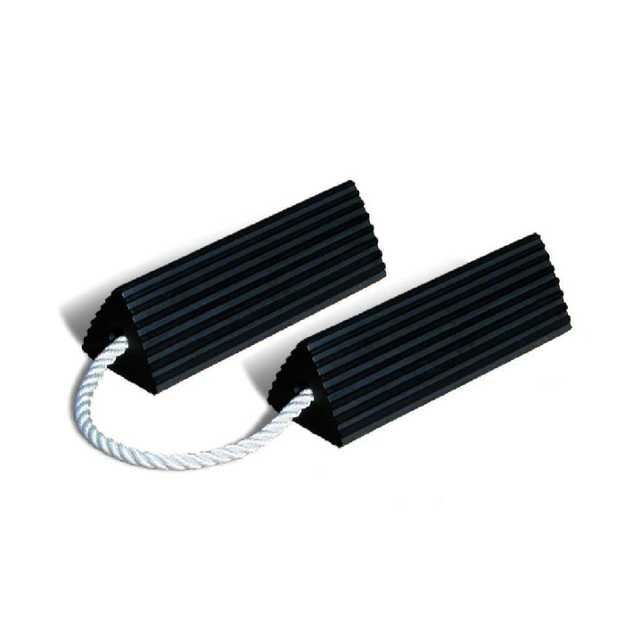 Aviation Wheel Chocks 10" Rubber Made Roped Pair - Black - RC5510-P