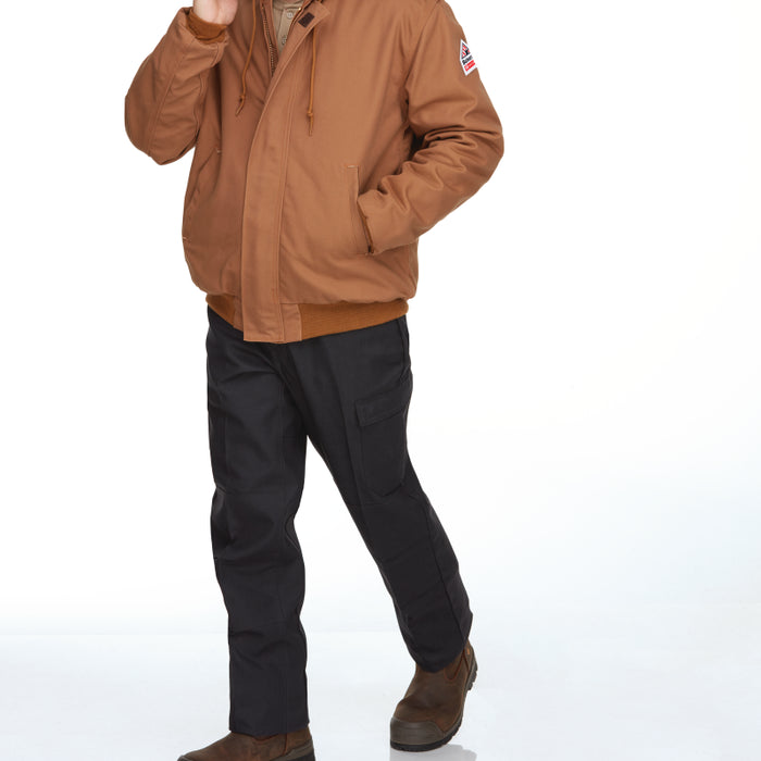 Bulwark® Men's Heavyweight FR Insulated Brown Duck Hooded Jacket - JLH6