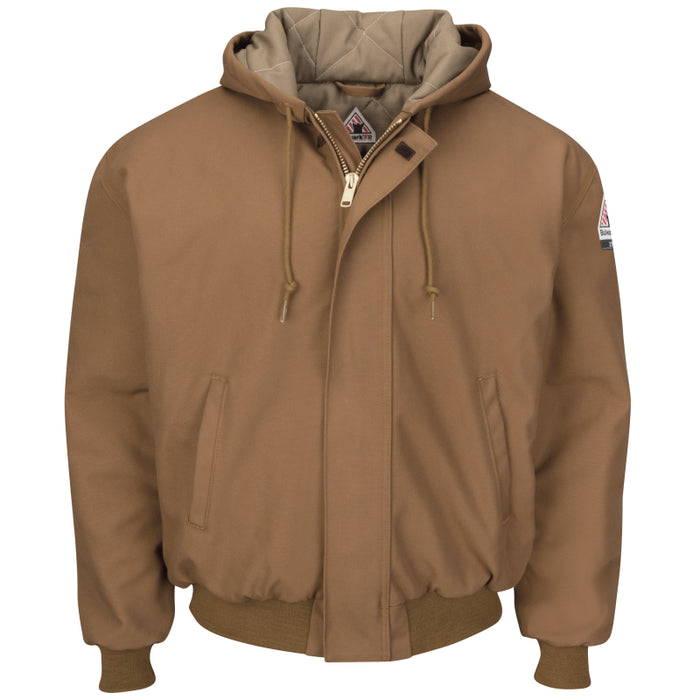 Bulwark® Men's Heavyweight FR Insulated Brown Duck Hooded Jacket - JLH6