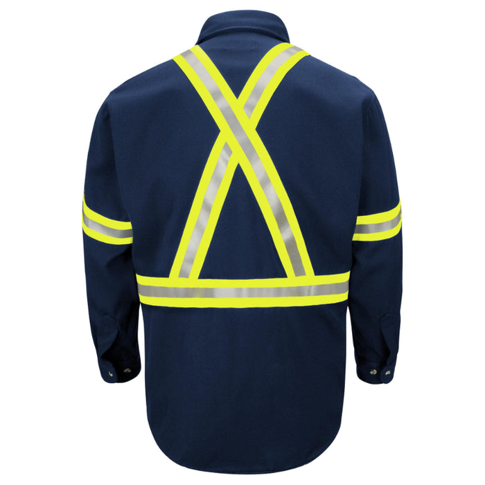 Bulwark® Men's Midweight FR Enhanced Visibility Uniform Shirt with Reflective Trim - SLUC