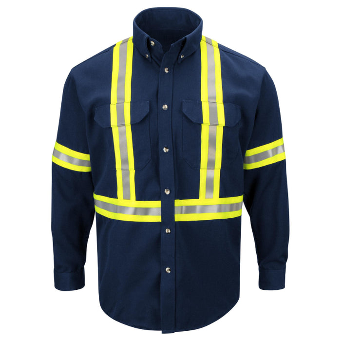 Bulwark® Men's Midweight FR Enhanced Visibility Uniform Shirt with Reflective Trim - SLUC