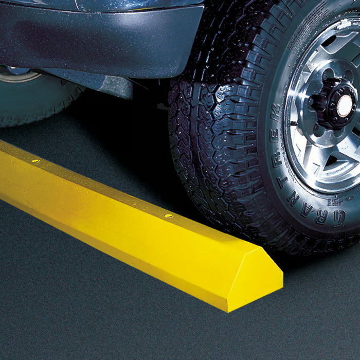 Checkers Parking Stop Curb - Yellow - Solid Plastic - 8' Feet Long with Lag Bolt - TS8-LY