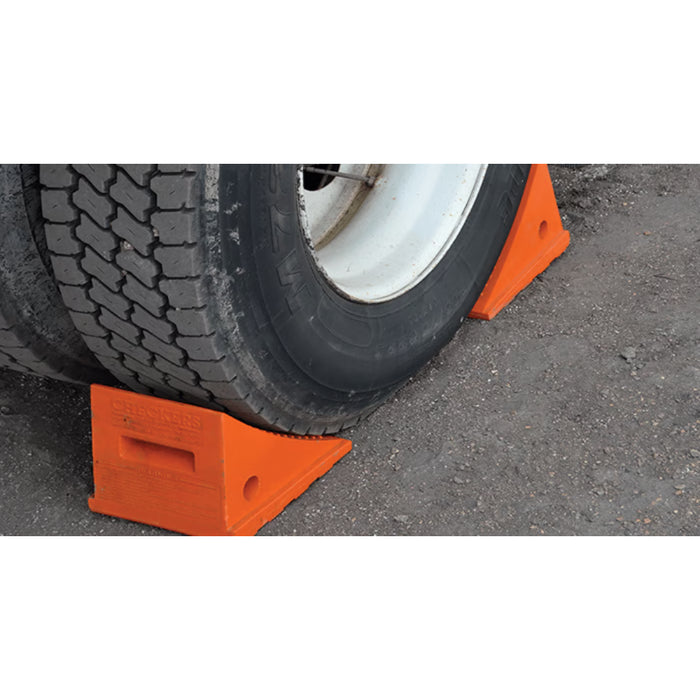 General-Purpose Utility Wheel Chock - Roped Pair - 46" Max Tire Diameter - 70,000 Lbs Capacity - UC1500-6-P