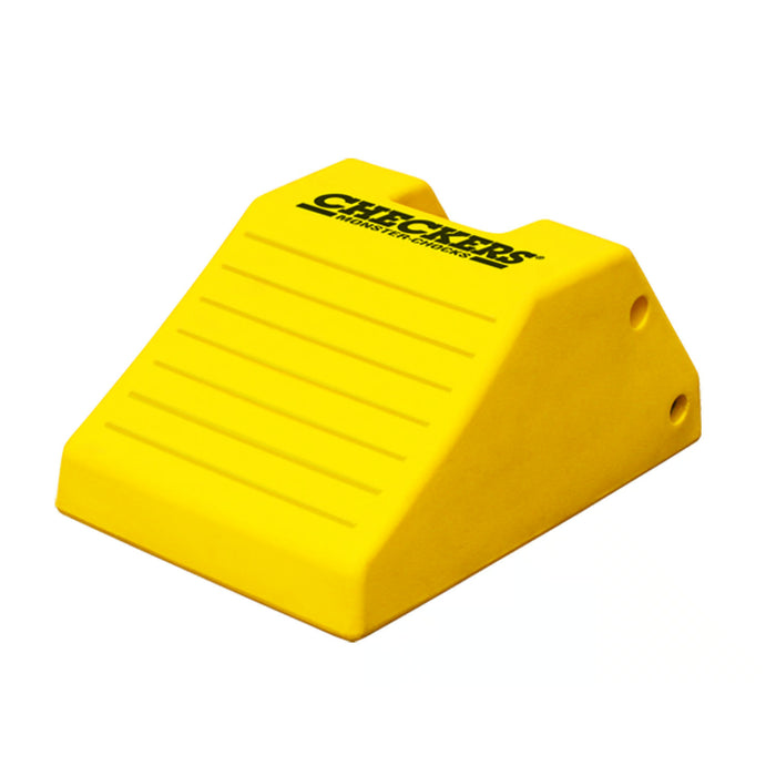 Heavy Duty Wheel Chocks - 142" Max Tire Diameter - 427 Tons Capacity - Safety Yellow Polyurethane