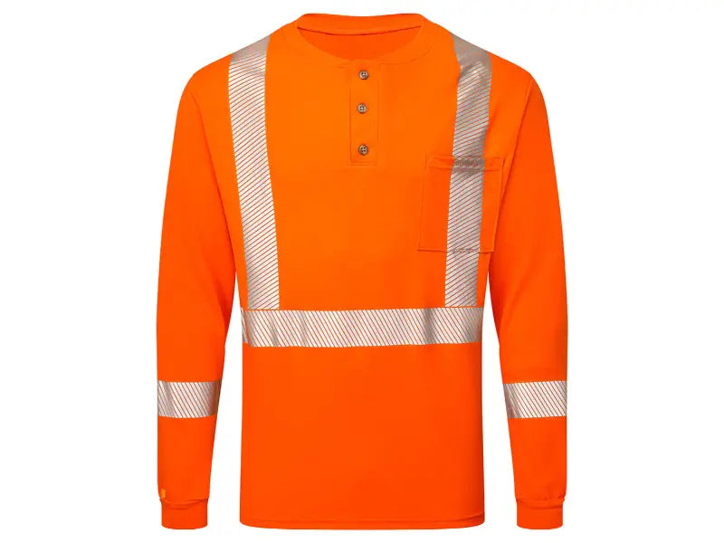 Portwest® Frontline Henley Reflective Trim Long Sleeve T-Shirt - X Back - Orange - IFS662