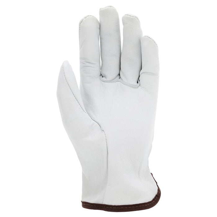 MCR Safety Premium Grain Goatskin Leather Driver Gloves - Straight Thumb - White - 3601