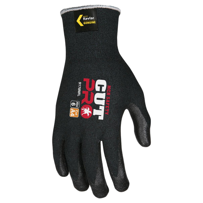 MCR Safety Cut Pro Kevlar Gloves - 13 Gauge Kevlar Shell - Nitrile Foam Coated - Black - 9178NF