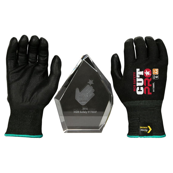 MCR Safety Cut Pro Kevlar Gloves - 13 Gauge Kevlar Shell - Nitrile Foam Coated - Black - 9178NF