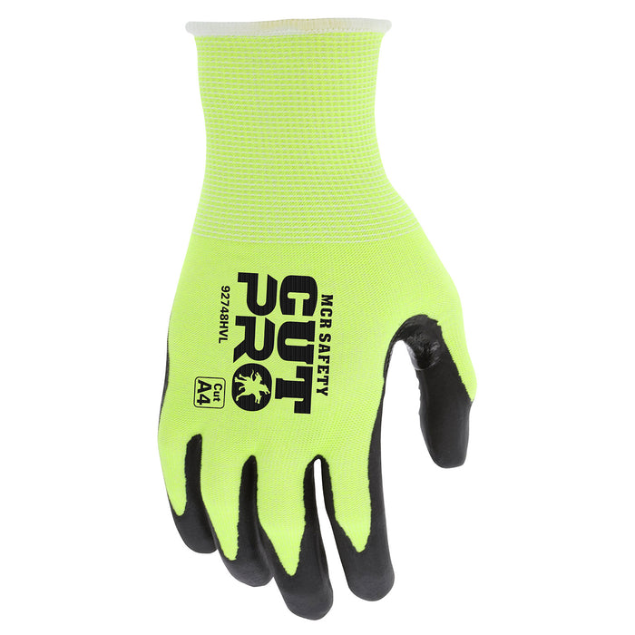 MCR Safety Cut Pro Nitrile Coated Gloves - 18 Gauge HyperMax Shell - Micro Dotted Palm - 92748HV