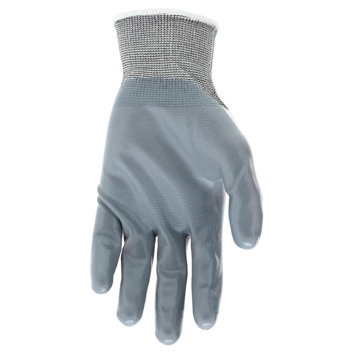 MCR Safety NXG UltraTech Nitrile Coated Palm String Knit Gloves - 15 Gauge Nylon Shell - White/Gray - 9683