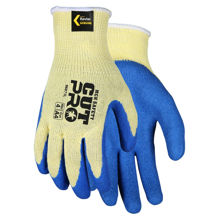 MCR Safety Cut Pro Gloves - 10 Gauge Kevlar/Synthetic Shell - Latex Dipped Palm & Fingers - 96871