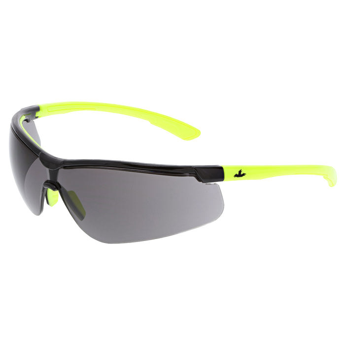 MCR Safety Klondike KD7 Safety Glasses - Black/Lime Frame - Gray MAX6 Anti-Fog Lens - KD722PF420