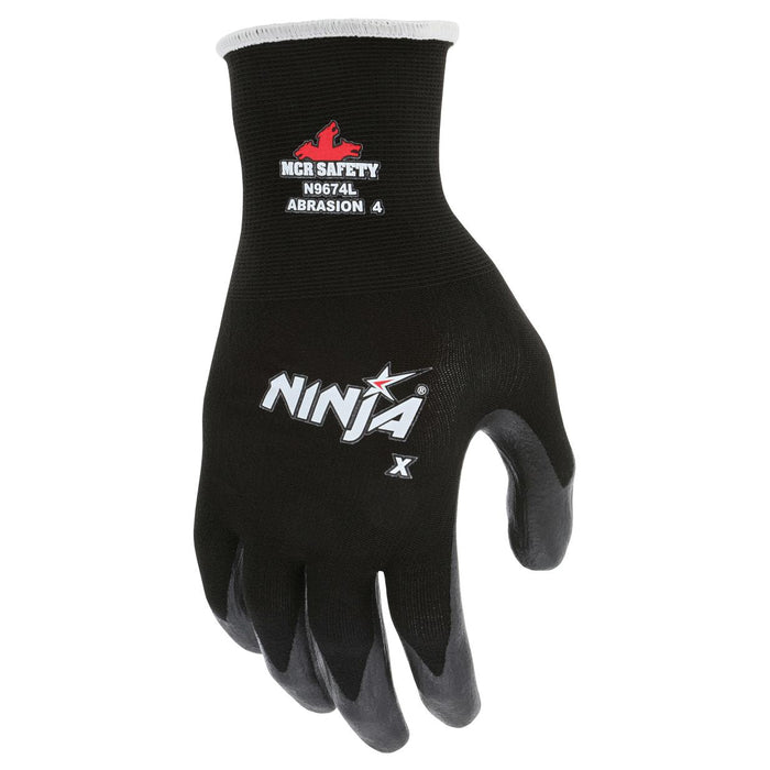 MCR Safety Ninja X Bi-Polymer Coated Gloves - 15 Gauge Nylon/Lycra Shell - Black - N9674