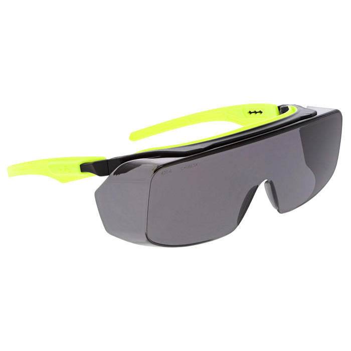 MCR Safety Klondike OTG Safety Glasses - Black/Lime Frame - Gray MAX6 Anti-Fog Lens - OG222PF420