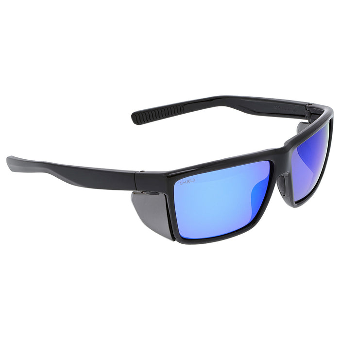 MCR Safety Swagger SR2 Safety Glasses - Black Frame - Blue Diamond Mirror Lens - SR218B