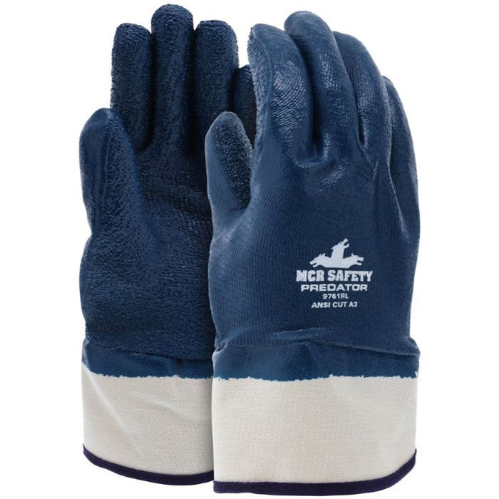 MCR Safety Predator Fully Coated Rough Nitrile Gloves - Safety Cuff - 9761R