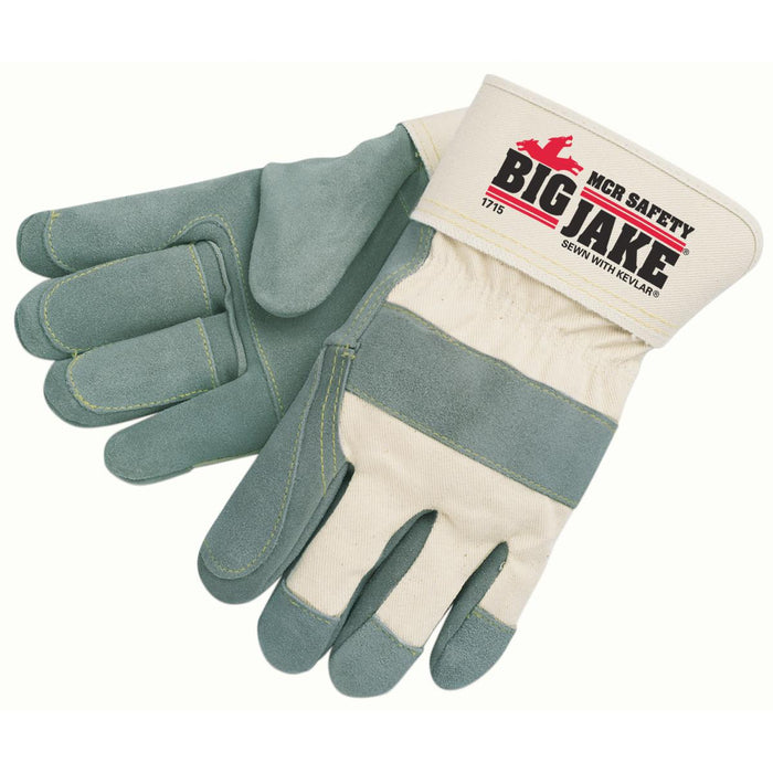 MCR Safety Big Jake Double Leather Palm & Finger Gloves - 2.75" Safety Cuffs - 1715