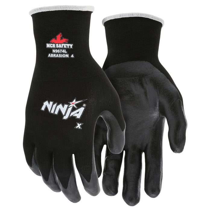 MCR Safety Ninja X Bi-Polymer Coated Gloves - 15 Gauge Nylon/Lycra Shell - Black - N9674